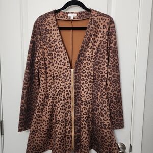 3/$25 Leopard Print Zip-Up Dress Size Large